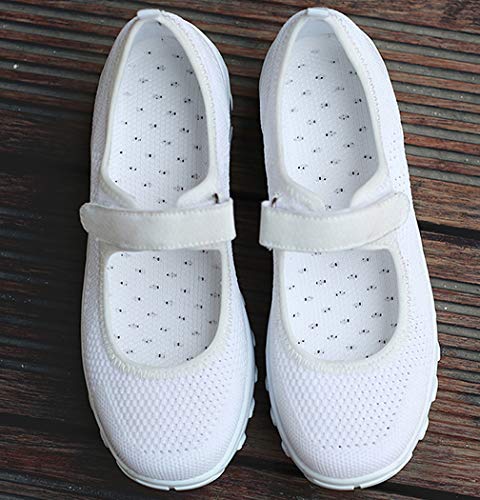 Sandalias para Mujer Malla Merceditas Plataforma Ligero Zapatillas Sneaker Mary Jane Casual Zapatos de Deporte Mocasines Negros Verano