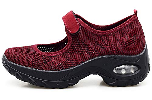 Sandalias para Mujer Malla Merceditas Plataforma Ligero Zapatillas Sneaker Mary Jane Casual Zapatos de Deporte Mocasines Negros Verano