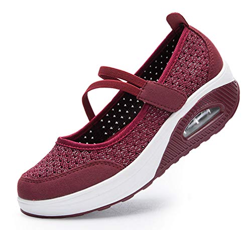 Sandalias para Mujer Merceditas Plataforma Ligero Cuña Zapatillas Sneaker Mary Jane Malla Elastic Zapatos de Verano Deporte Mocasines 34-53