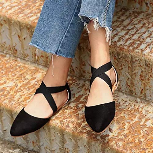 Sandalias para Mujer Punta Puntiaguda Correas Cruzadas Elásticas Pisos Trabajo Calzado Casual para Mujer Botines Finos De Primavera Zapatos Individuales Diarios