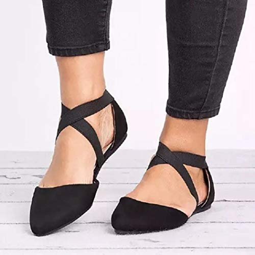 Sandalias para Mujer Punta Puntiaguda Correas Cruzadas Elásticas Pisos Trabajo Calzado Casual para Mujer Botines Finos De Primavera Zapatos Individuales Diarios