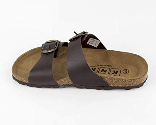 Sandalias Piel ,Planta Bio, Piso plano, cierre con dos hebillas. Fabricadas en España. (Modelo 7112-Mk nº 39)