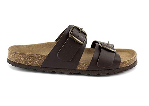 Sandalias Piel ,Planta Bio, Piso plano, cierre con dos hebillas. Fabricadas en España. (Modelo 7112-Mk nº 39)