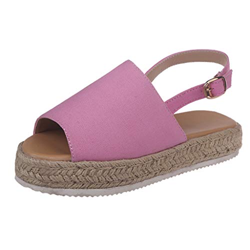 Sandalias Plataforma con Punta Abierta para Mujer Verano 2019 Correa de Las señoras de Las Mujeres Hebilla del Tobillo Plataforma Cuñas Sandalias Tejidas Zapatos Romanos