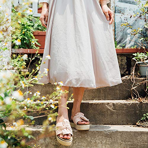 Sandalias Plataforma Mujer Verano Alpargatas Mules Cuña Punta Abierta Zapatillas de Tacón Playa Comodas Zapatos Vestir Slip On Beige 42 EU