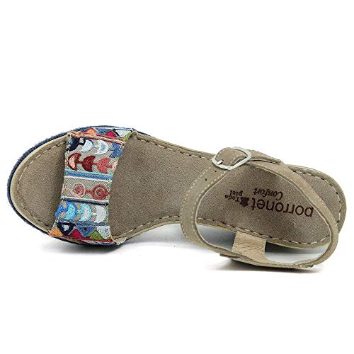Sandalias PORRONET Mujer ÉTNICA Azul 6561 CUÑA Alta (39 EU)