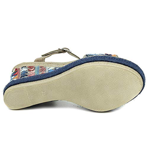 Sandalias PORRONET Mujer ÉTNICA Azul 6561 CUÑA Alta (39 EU)