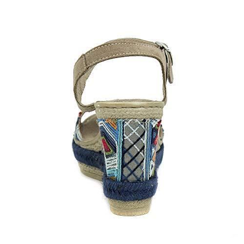 Sandalias PORRONET Mujer ÉTNICA Azul 6561 CUÑA Alta (39 EU)