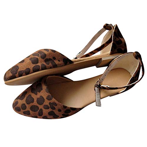 Sandalias Romanas De Punta Plana para Mujer Ajustables Sandalias de Leopardo de Damas Vintage Solo Zapatos Verano Romanas Cómodo Y Elegante Zapatillas Chanclas riou