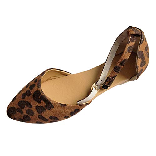 Sandalias Romanas De Punta Plana para Mujer Ajustables Sandalias de Leopardo de Damas Vintage Solo Zapatos Verano Romanas Cómodo Y Elegante Zapatillas Chanclas riou