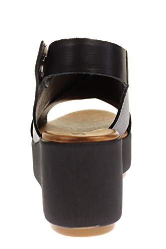 Sandalo Donna INUOVO Zeppa con FASCE INCROCIATE Nero DS20IN12