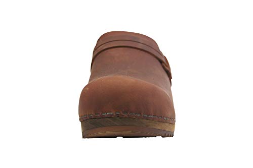 Sanita Zuecos abiertos Ursana | Zuecos originales hechos a mano | Zuecos de piel y madera para mujer |, color Marrón, talla 38 EU