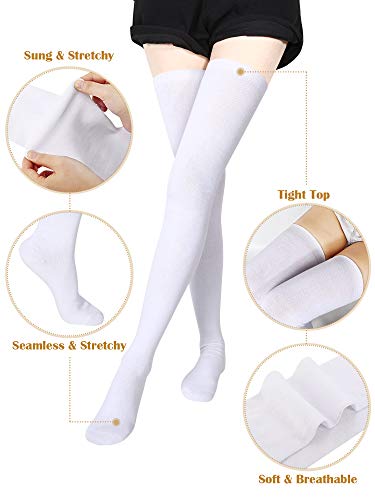 SATINIOR Calcetines Altos de Muslo Medias Extra Largas Medias de Botas Largas para Chicas Mujeres (Negro, Gris Oscuro, Blanco, 3)