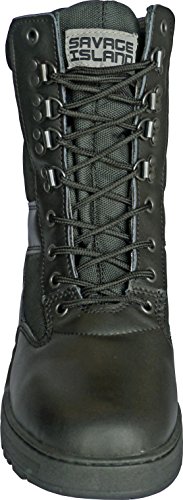Savage Island Botas Negras Piel Tipo Militar, 42 EU