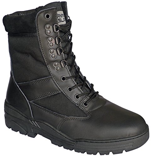 Savage Island Botas Negras Piel Tipo Militar, 42 EU