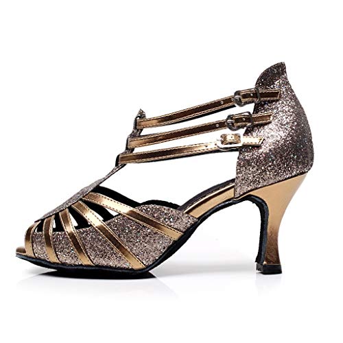 Scarpe Latino Americano Donna Scarpe Tango Scarpe Eleganti Sandali Tacco Dimensione Danza (Color : Gold, Size : US10.5/EU43/UK9.5)
