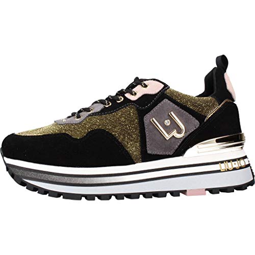 Scarpe Sneaker Liu-Jo Wonder Maxi Suede/Lurex Nero/Gold Donna D21LJ01