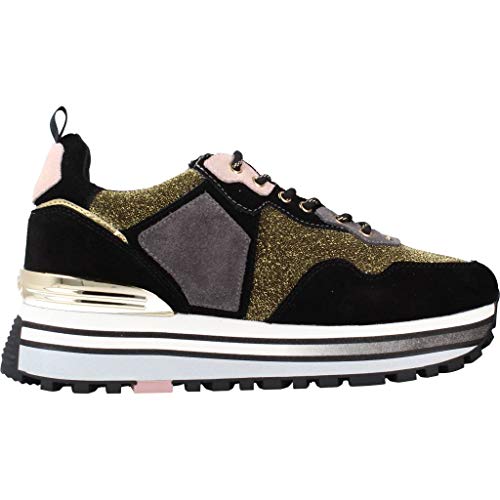 Scarpe Sneaker Liu-Jo Wonder Maxi Suede/Lurex Nero/Gold Donna D21LJ01