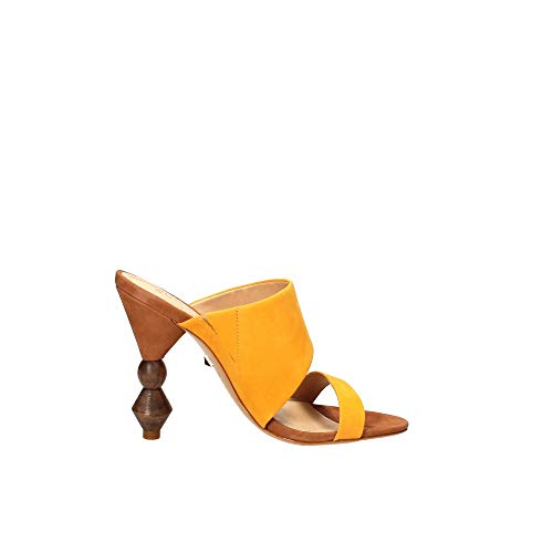 Schutz Sandalo con Tacco In Nabuk Giallo, Giallo, 37
