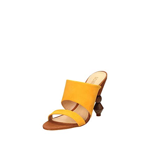 Schutz Sandalo con Tacco In Nabuk Giallo, Giallo, 37