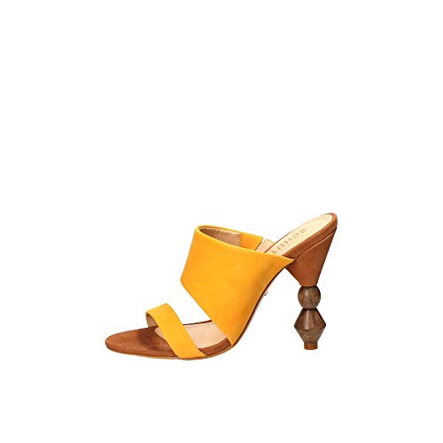 Schutz Sandalo con Tacco In Nabuk Giallo, Giallo, 37