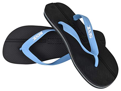 Seac Maui - Chanclas de Goma Antideslizantes de Grosor diferenciado, para Mujer y Hombre, Unisex Adulto, 1500013163436A, Negro Azul Claro, 43/44 EU