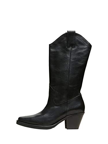 SELECTED FEMME SLFLOUISE Leather Cowboy Boot B, Botas Mujer, Negro, 36 EU