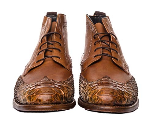 Sendra Boots Bota de Cordones combinada con auténtico Pitón 15593 Benny Piton/Salvaje Color Marrón (43 EU)