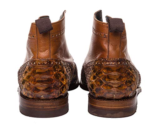 Sendra Boots Bota de Cordones combinada con auténtico Pitón 15593 Benny Piton/Salvaje Color Marrón (43 EU)