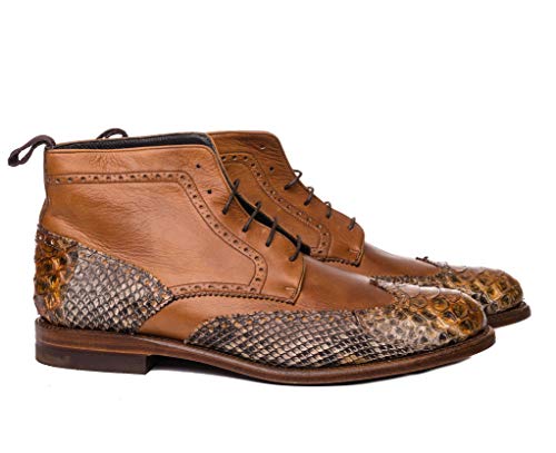 Sendra Boots Bota de Cordones combinada con auténtico Pitón 15593 Benny Piton/Salvaje Color Marrón (43 EU)