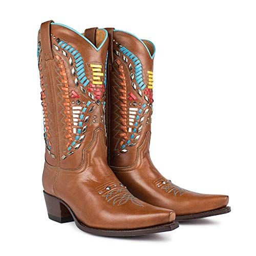 Sendra Boots Bota Western con Trenzados Multicolor 16080 Judy Salvaje (37 EU, Cuoio)