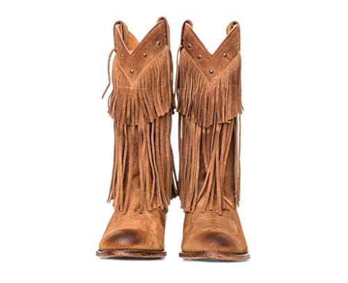 Sendra Boots Bota Western de Serraje con Flecos 11451 Debora Color Camel (36 EU)