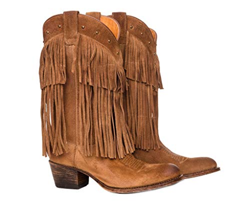 Sendra Boots Bota Western de Serraje con Flecos 11451 Debora Color Camel (36 EU)