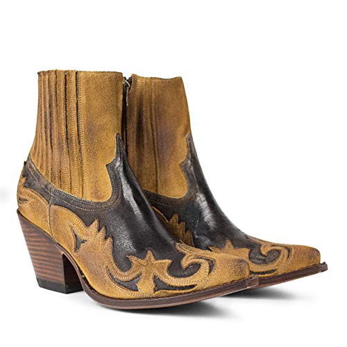 Sendra Boots Botín Cowboy 16598 Lula En Serraje Y Cuero Modelo 16598 Lula Serraje/Barbados Color Marron (Numeric_37)