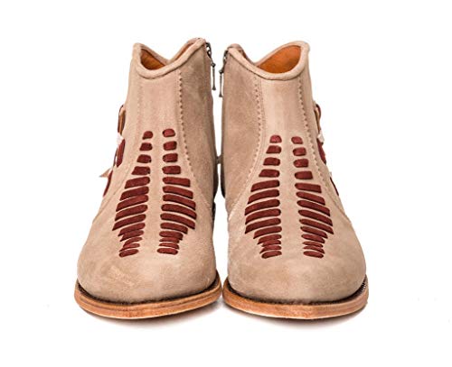 Sendra Boots Botín Western 13481 Coco en Serraje con pasados Indios en Contraste (36 EU, FIRENCE Bamby)