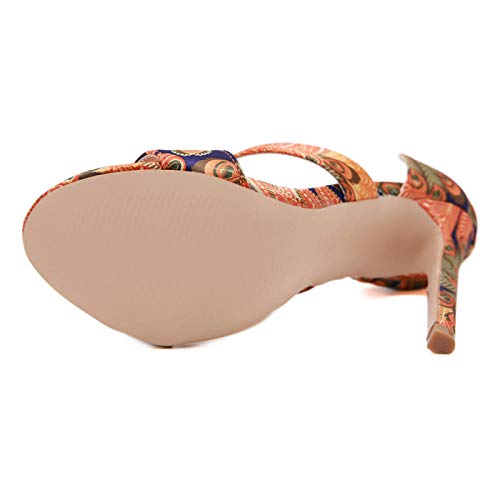 Señoras de pavo real Azul de punta de punta abierta Pie Hollow Stiletto Sandalias Super High High High-Azul eléctrico_5.5