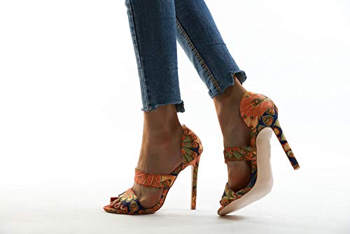 Señoras de pavo real Azul de punta de punta abierta Pie Hollow Stiletto Sandalias Super High High High-Azul eléctrico_5.5