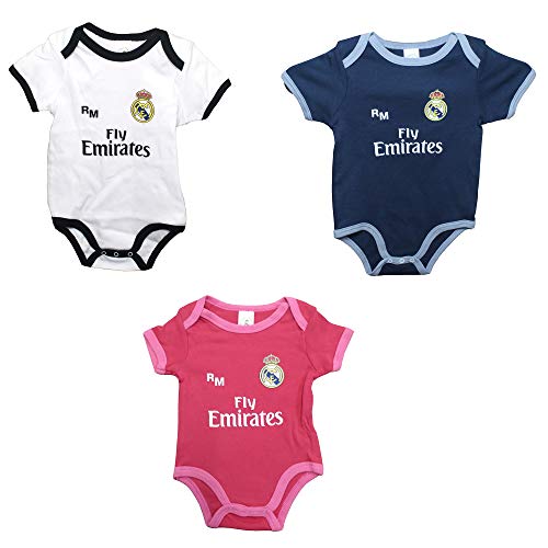 Set 3 Body Real Madrid Niños - Producto Oficial - Temporada 2018/2019 - Primera, Segunda y Tercera Equipación (1 Mes)