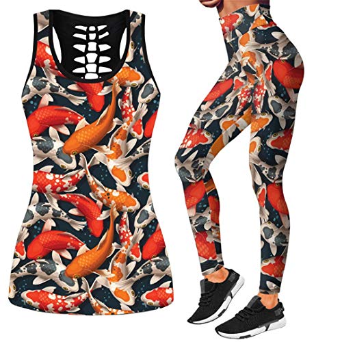 Sexy huek Tanktop y Leggings de Secado rápido para Las Mujeres más tamaño Casual 2 Pieza de Entrenamiento Conjunto Fb-009 Suit 4XL
