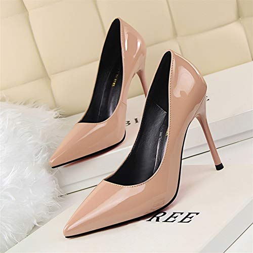 Sexy Tacones Altos Moda Boca Baja Estrecha Señaló sección Delgada Zapatos Fiesta/Boda/Baile (Color : Nude, tamaño : 37EU)