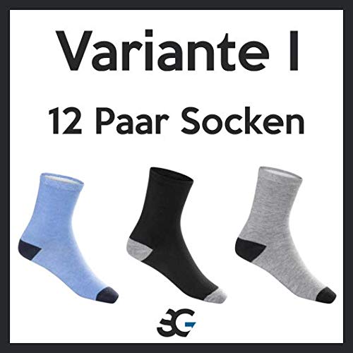 SG-WEAR 12 pares de calcetines para niños para Chico con un alto contenido de algodón Calcetines de deporte coloridos en varios motivos/medias en tallas 23-26, 27-30, 31-34, 35-38 / (Motiv 1, 31-34)