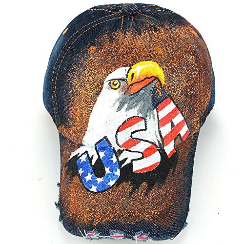 Shaoqingren halcón Bandera de EE. UU. Pintura Jean Gorra de béisbol Ajustable Hip Hop Cap Ocio Casual Snapback Sombrero B477N05