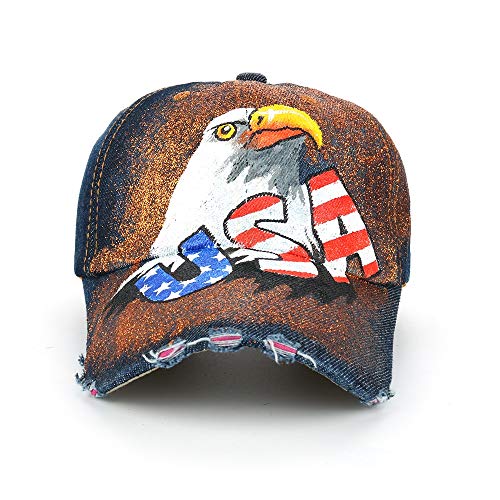 Shaoqingren halcón Bandera de EE. UU. Pintura Jean Gorra de béisbol Ajustable Hip Hop Cap Ocio Casual Snapback Sombrero B477N05