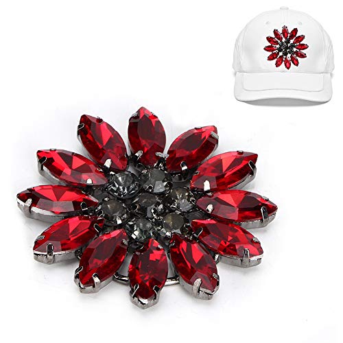 Sheens 2 Piezas Apliques de Diamantes de imitación Colorido Cristal de Cristal Flor Grande Apliques para Bricolaje Ropa Zapatos Vestido Broche Zapatos Accesorios(Rojo)