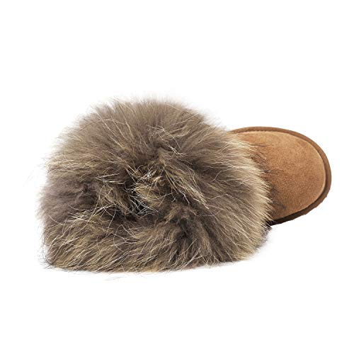 Shenduo Zapatos Invierno - Botas de Nieve Calientes de Piel con Pelo Forradas para Mujer B9251 Castaña 36