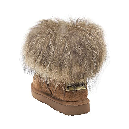 Shenduo Zapatos Invierno - Botas de Nieve Calientes de Piel con Pelo Forradas para Mujer B9251 Castaña 36