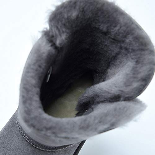Shenduo Zapatos Invierno - Botas de Nieve de Piel Oveja con Lana Interno Antideslizantes con botón para Mujer DV5803 Gris 40