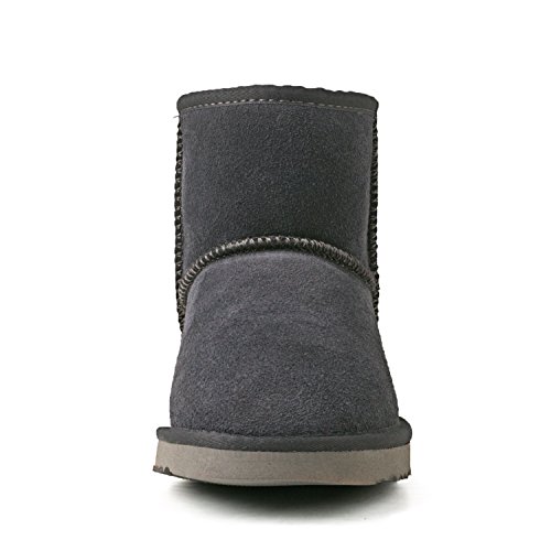 Shenduo Zapatos Invierno clásicos - Botas de Nieve de Piel de caña Baja Impermeable Antideslizante para Mujer D5154 Gris 40