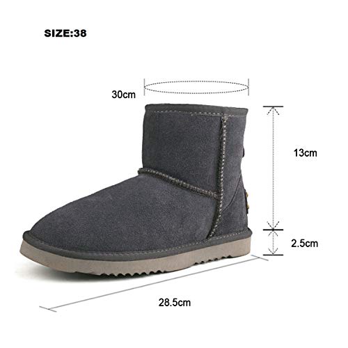 Shenduo Zapatos Invierno clásicos - Botas de Nieve de Piel de caña Baja Impermeable Antideslizante para Mujer D5154 Gris 40