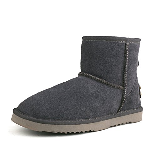 Shenduo Zapatos Invierno clásicos - Botas de Nieve de Piel de caña Baja Impermeable Antideslizante para Mujer D5154 Gris 40